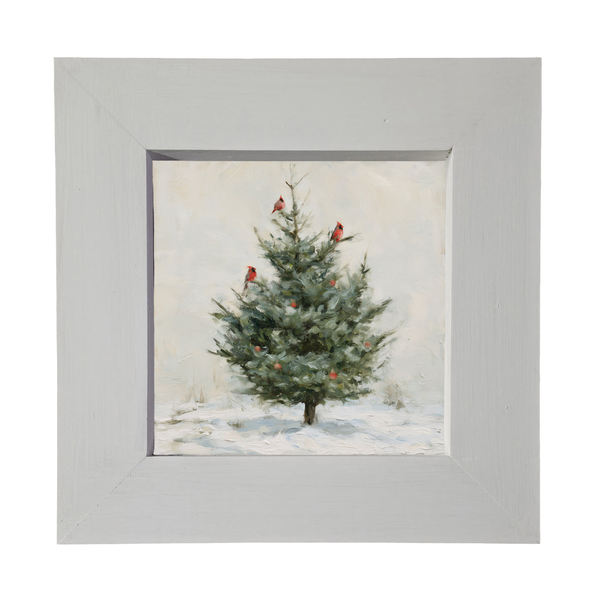 rustic framed art of a small natural evergreen tree on a white background — product view 4