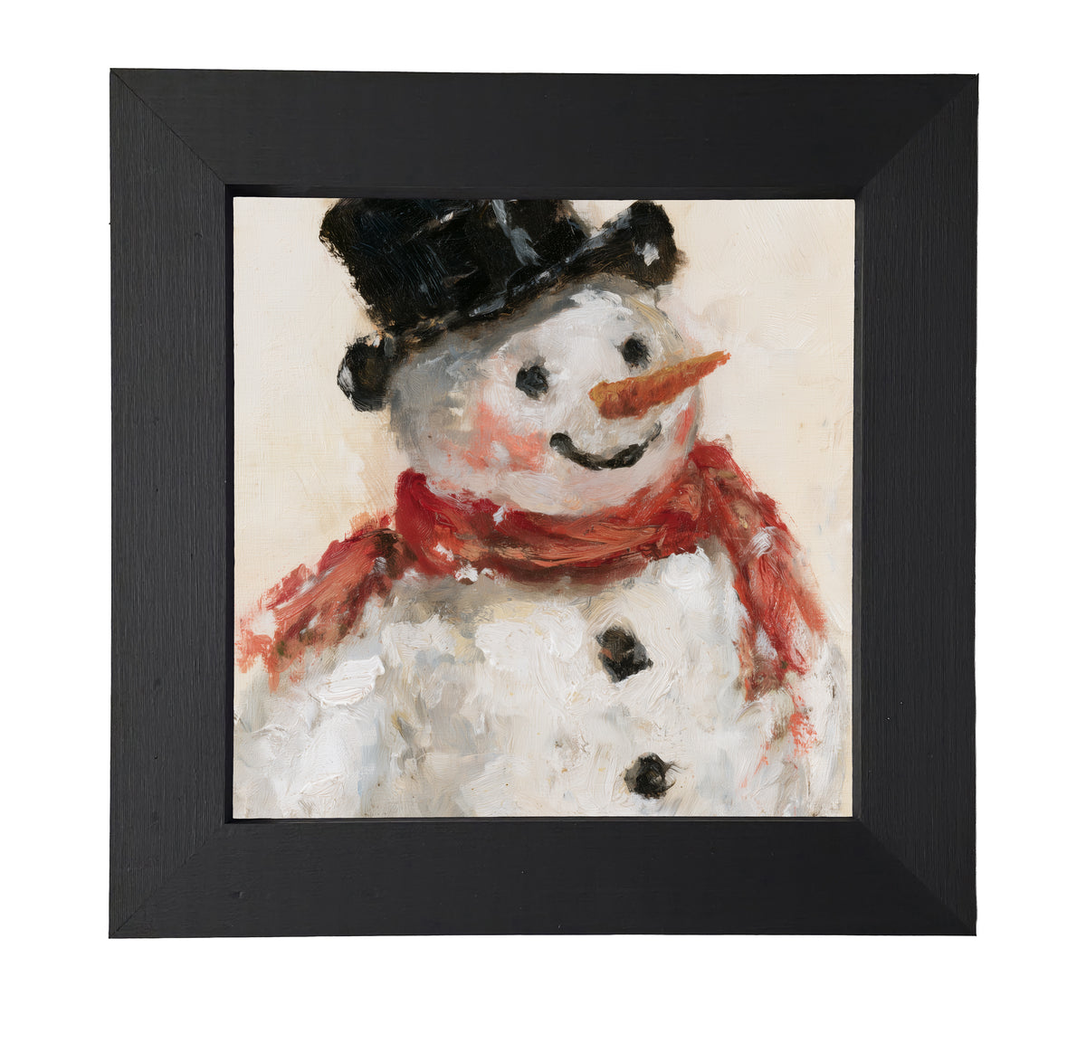 retro Christmas snowman tipping hat, framed in farmhouse black, white, and gold — product view 7