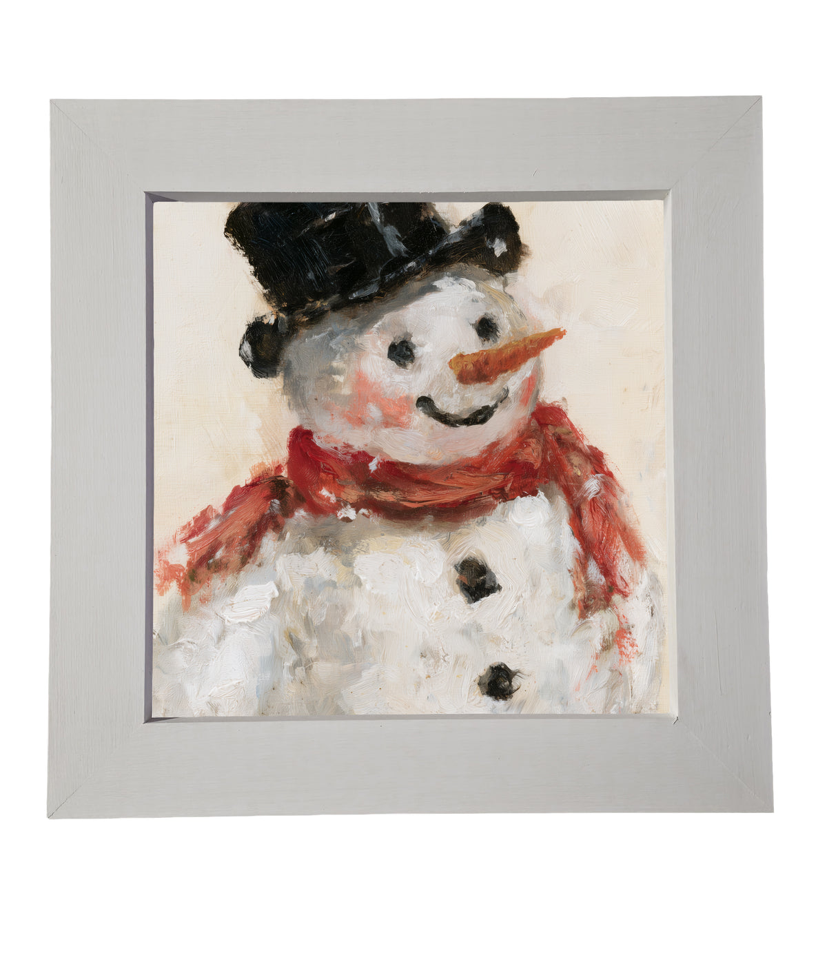retro Christmas snowman tipping hat, framed in farmhouse black, white, and gold — product view 6