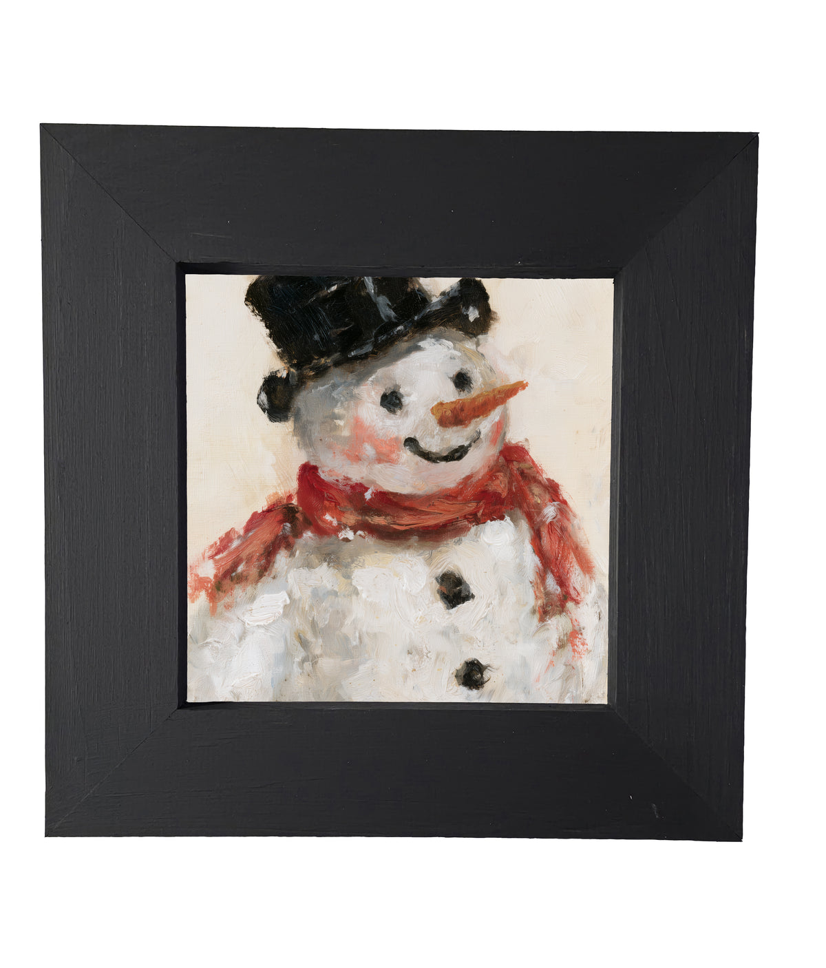 retro Christmas snowman tipping hat, framed in farmhouse black, white, and gold — product view 5