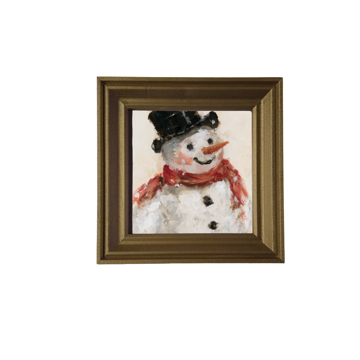 retro Christmas snowman tipping hat, framed in farmhouse black, white, and gold — product view 3