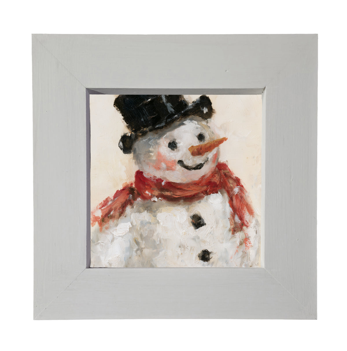 retro Christmas snowman tipping hat, framed in farmhouse black, white, and gold — product view 4