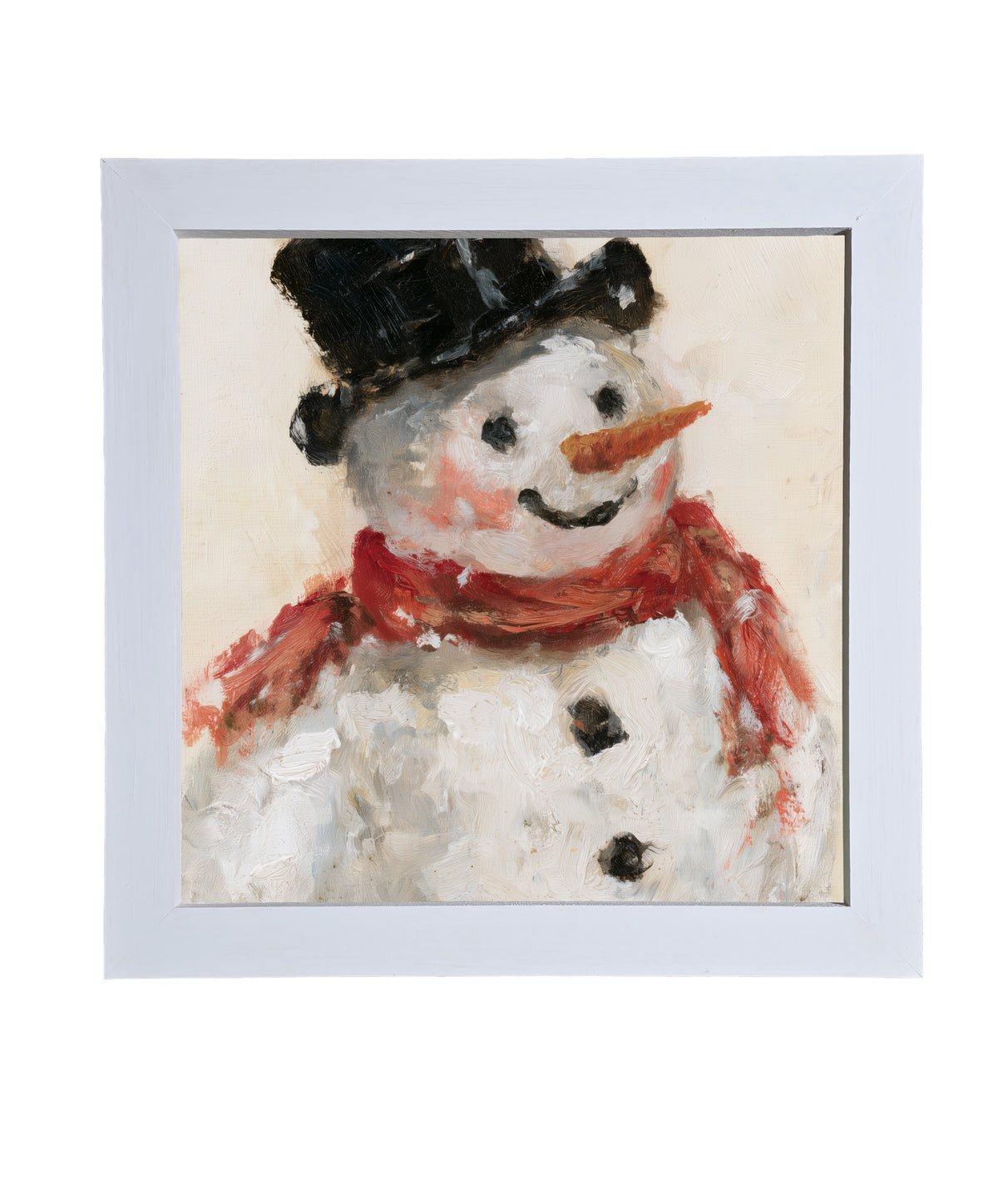 retro Christmas snowman tipping hat, framed in farmhouse black, white, and gold — product view 9