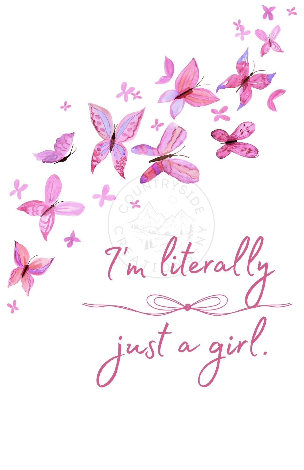 I'm Literally Just a Girl Coquette Poster, Pink Art Print, Girly Wall Decor, Bedroom Aesthetic, Room Decoration, Feminine wall art,PRINTONLY