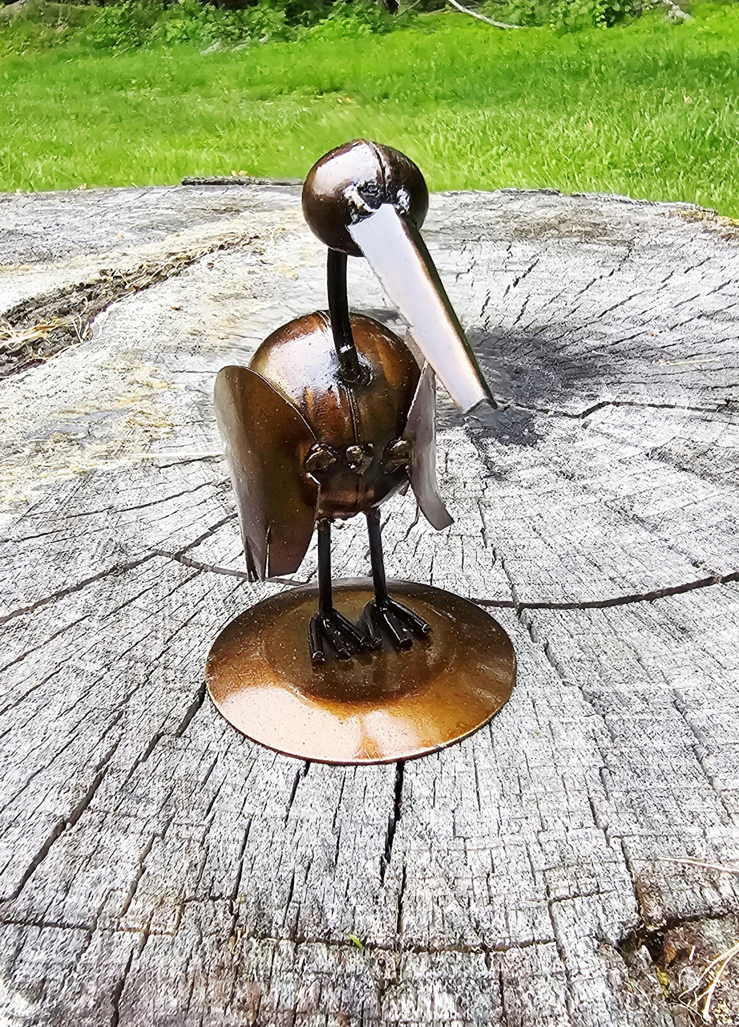 Adorable metal art sculptures, bolt art, metal art, hummingbird, owl, pig, penguin, pelican, metal statues, yard art, reclaimed metal