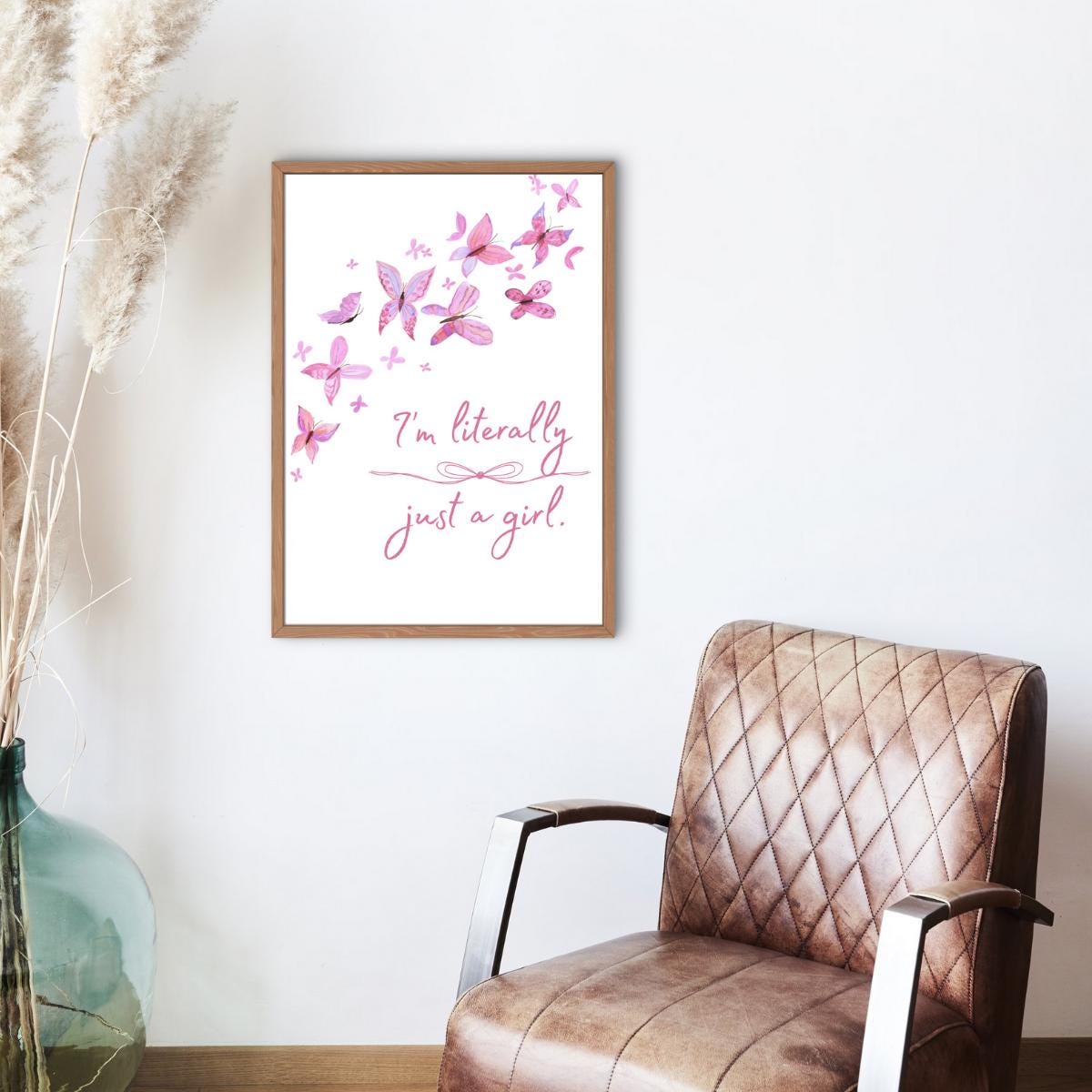 I'm Literally Just a Girl Coquette Poster, Pink Art Print, Girly Wall Decor, Bedroom Aesthetic, Room Decoration, Feminine wall art,PRINTONLY