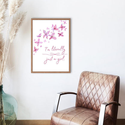 I'm Literally Just a Girl Coquette Poster, Pink Art Print, Girly Wall Decor, Bedroom Aesthetic, Room Decoration, Feminine wall art,PRINTONLY