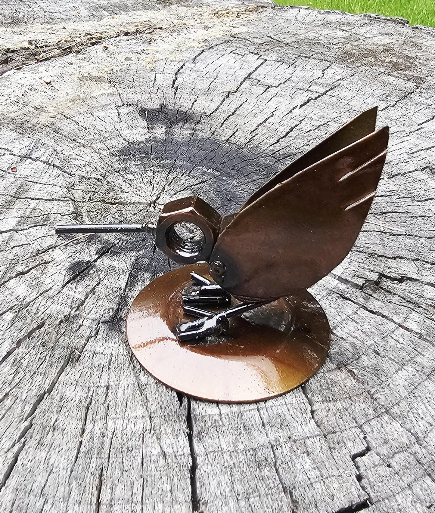 Adorable metal art sculptures, bolt art, metal art, hummingbird, owl, pig, penguin, pelican, metal statues, yard art, reclaimed metal