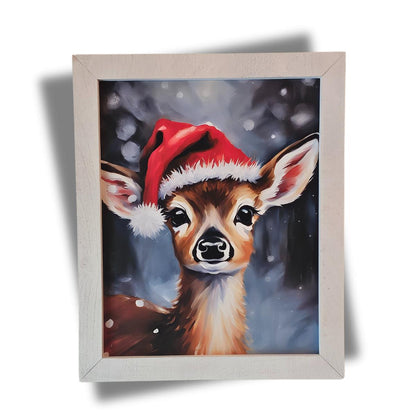Reindeer Framed Print, Christmas Reindeer Décor, Holiday Wall Art, Winter Décor, Cute Baby Reindeer