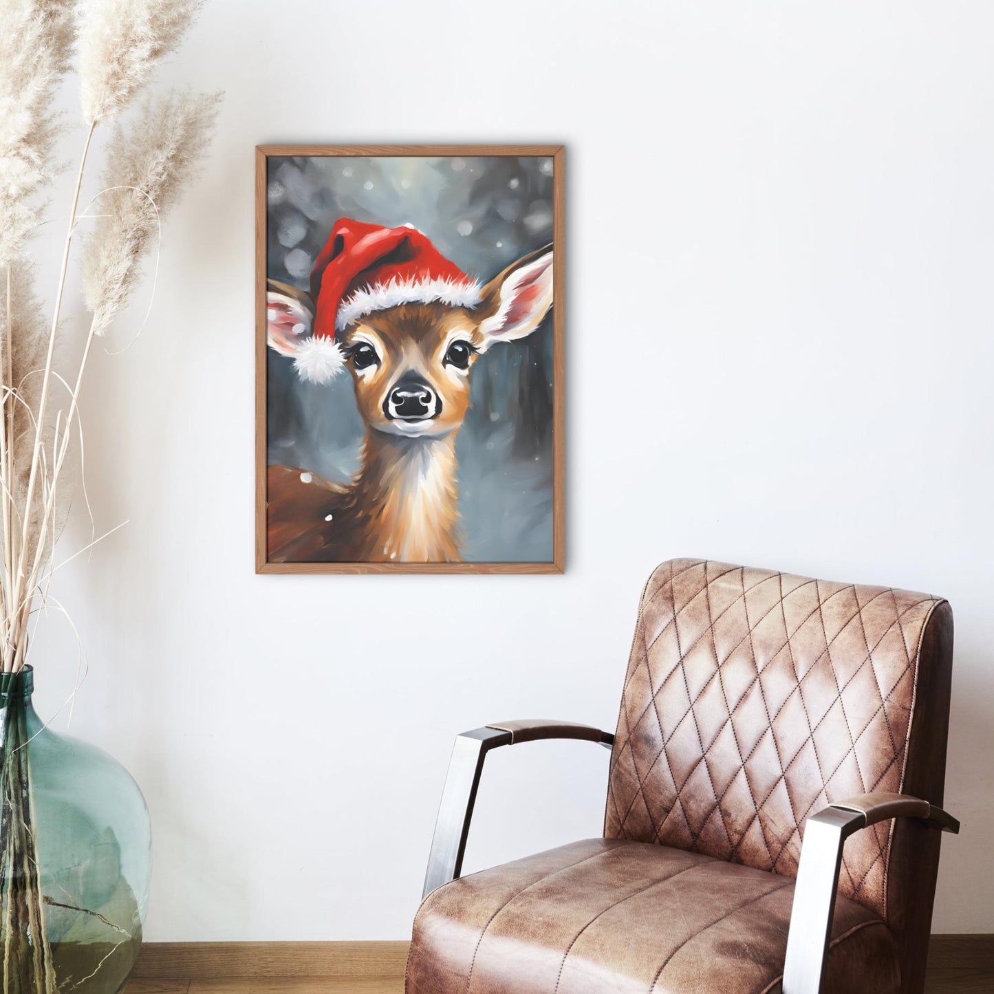 Reindeer Wall Art Print, Christmas Reindeer Décor, Holiday Wall Art, Winter Décor, Cute Baby Reindeer, Physical Print