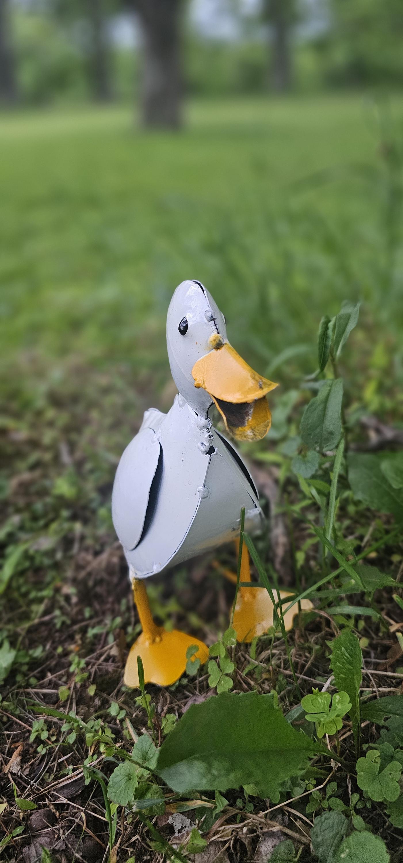 Reclaimed Metal Duck Figurine, Baby Duck Sculpture, Metal Duck Decor, Eco-Friendly Duck Art, Animal Sculpture, Yard art