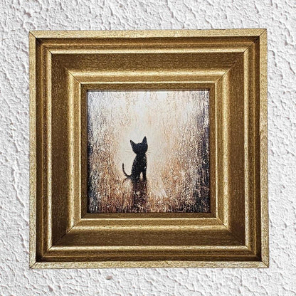Spooky Black Cat MINI Framed Print,  Cat Wall Art, Spooky Kitten, Cute Halloween Decoration, Cat Lover Gift, Whimsical Cat Wall Décor