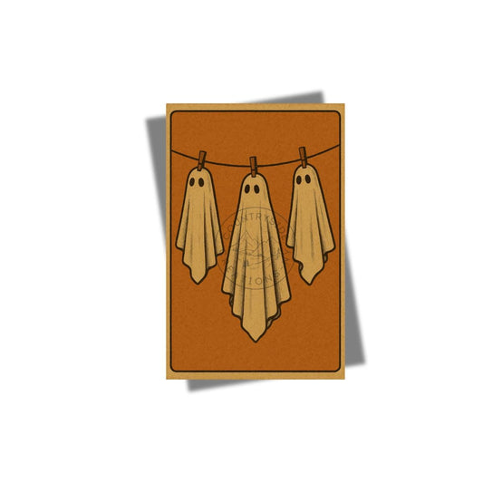 Whimsical Clothesline Ghosts, Vintage style Wall Art Print, Halloween Decor, Ghosts Poster, Retro Spooky Decoration, Vintage Halloween Decor