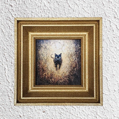 Spooky Black Cat MINI Framed Print,  Cat Wall Art, Spooky Kitten, Cute Halloween Decoration, Cat Lover Gift, Whimsical Cat Wall Décor